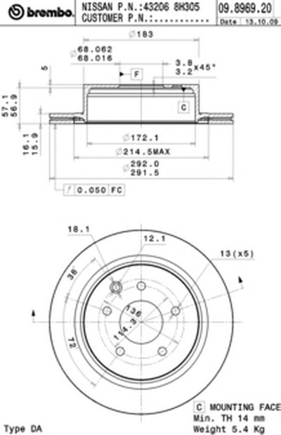 09896920 BREMBO Тормозной диск