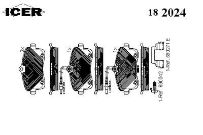 182024 ICER Комплект тормозных колодок, дисковый тормоз