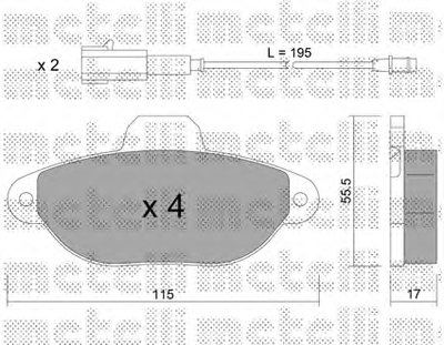 2201593 METELLI Комплект тормозных колодок, дисковый тормоз