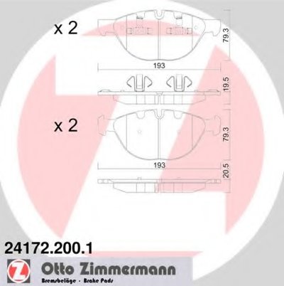 241722001 ZIMMERMANN Комплект тормозных колодок, дисковый тормоз