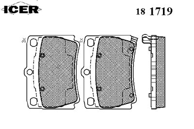 181719 ICER Комплект тормозных колодок, дисковый тормоз