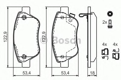 0986494092 BOSCH Комплект тормозных колодок, дисковый тормоз