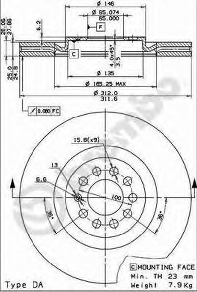 09788011 BREMBO Тормозной диск