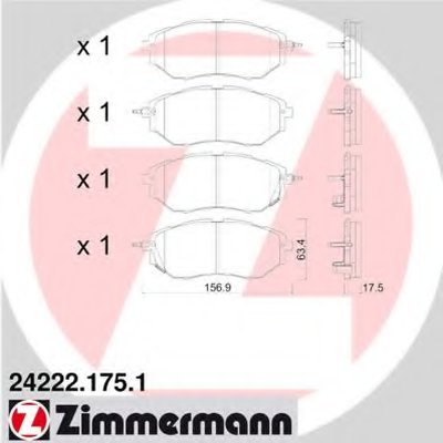 242221751 ZIMMERMANN Комплект тормозных колодок, дисковый тормоз