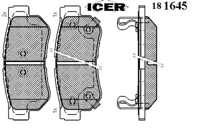 181645 ICER Комплект тормозных колодок, дисковый тормоз