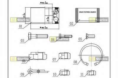 LO01358 STARLINE Комплект подшипника ступицы колеса