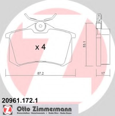 209611721 ZIMMERMANN Комплект тормозных колодок, дисковый тормоз