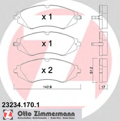 232341701 ZIMMERMANN Комплект тормозных колодок, дисковый тормоз