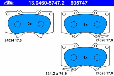 13046057472 ATE Комплект тормозных колодок, дисковый тормоз