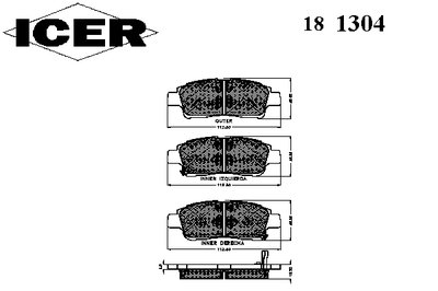 181304 ICER Комплект тормозных колодок, дисковый тормоз