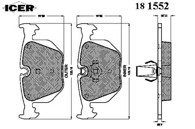 181552 ICER Комплект тормозных колодок, дисковый тормоз