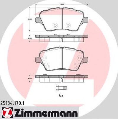 251341701 ZIMMERMANN Комплект тормозных колодок, дисковый тормоз