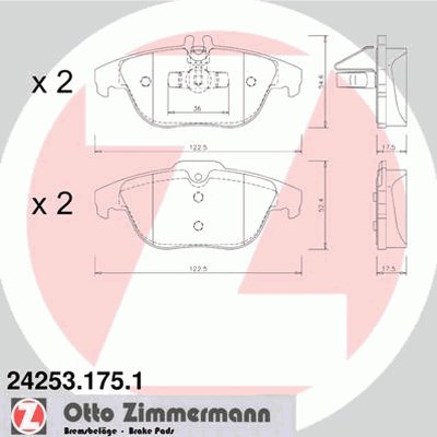 242531751 ZIMMERMANN Комплект тормозных колодок, дисковый тормоз