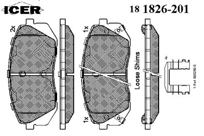 181826201 ICER Комплект тормозных колодок, дисковый тормоз