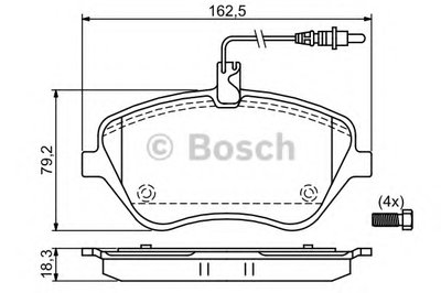 0986494098 BOSCH Комплект тормозных колодок, дисковый тормоз