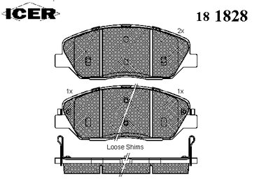 181828 ICER Комплект тормозных колодок, дисковый тормоз