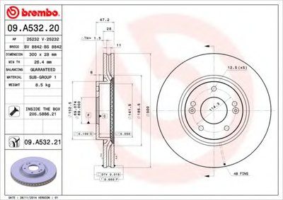 09A53220 BREMBO Тормозной диск