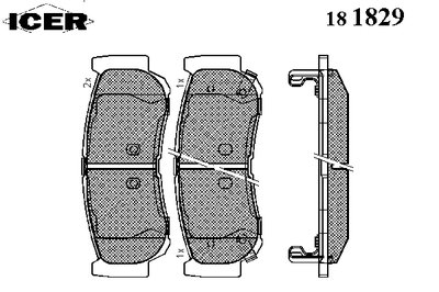 181829 ICER Комплект тормозных колодок, дисковый тормоз