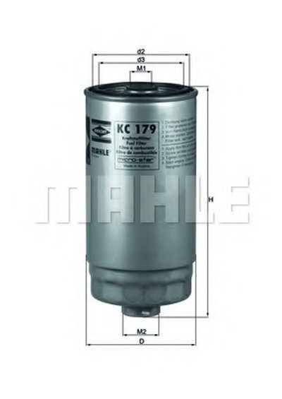 KC179 MAHLE ORIGINAL Топливный фильтр