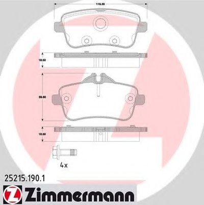 252151901 ZIMMERMANN Комплект тормозных колодок, дисковый тормоз