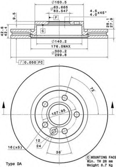 09A42711 BREMBO Тормозной диск