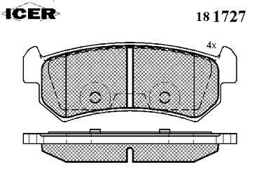 181727 ICER Комплект тормозных колодок, дисковый тормоз