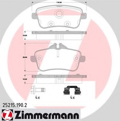 252151902 ZIMMERMANN Комплект тормозных колодок, дисковый тормоз