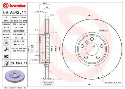 09A54211 BREMBO Тормозной диск