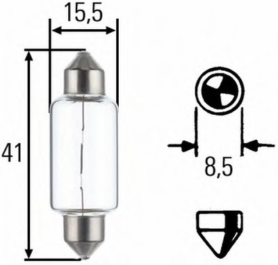 8GM002091181 HELLA Лампа накаливания, фара заднего хода; Лампа накаливания, фара заднего хода