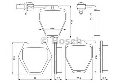 0986424690 BOSCH Комплект тормозных колодок, дисковый тормоз