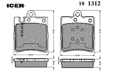181312 ICER Комплект тормозных колодок, дисковый тормоз