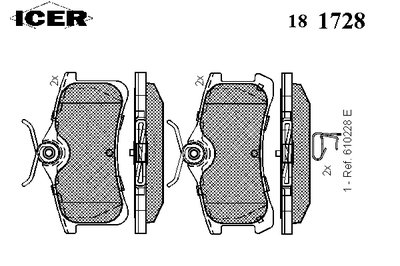 181728 ICER Комплект тормозных колодок, дисковый тормоз