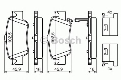 0986494651 BOSCH Комплект тормозных колодок, дисковый тормоз