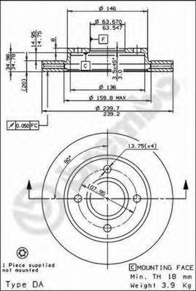 09672734 BREMBO Тормозной диск