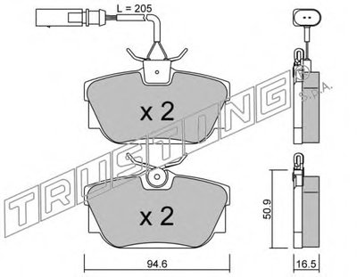 3552 TRUSTING Комплект тормозных колодок, дисковый тормоз