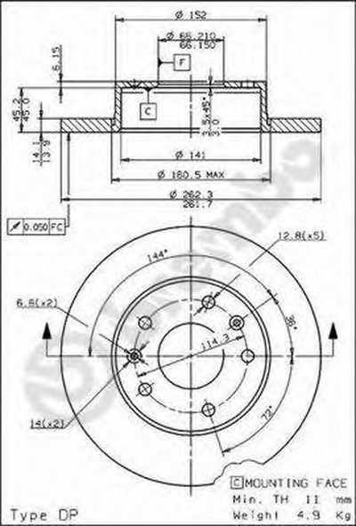 08781411 BREMBO Тормозной диск