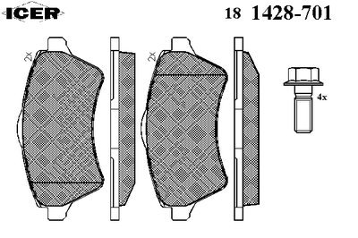 181428701 ICER Комплект тормозных колодок, дисковый тормоз
