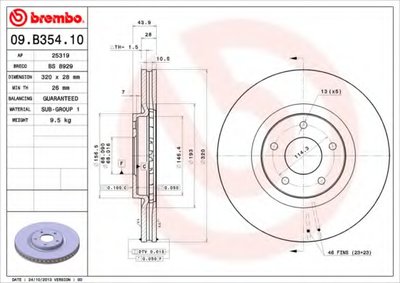 09B35410 BREMBO Тормозной диск