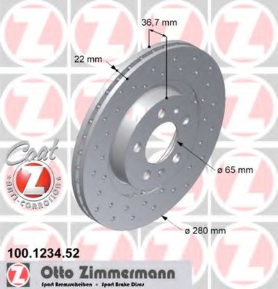 100123452 ZIMMERMANN Тормозной диск