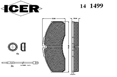 141499 ICER Комплект тормозных колодок, дисковый тормоз