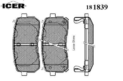 181839 ICER Комплект тормозных колодок, дисковый тормоз