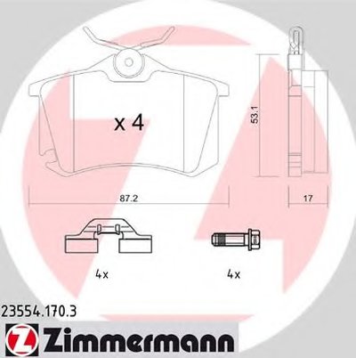 235541703 ZIMMERMANN Комплект тормозных колодок, дисковый тормоз