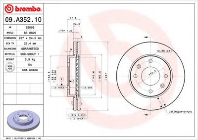 09A35210 BREMBO Тормозной диск