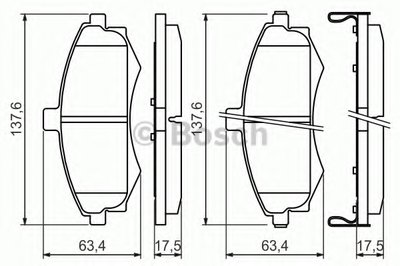 0986424810 BOSCH Комплект тормозных колодок, дисковый тормоз