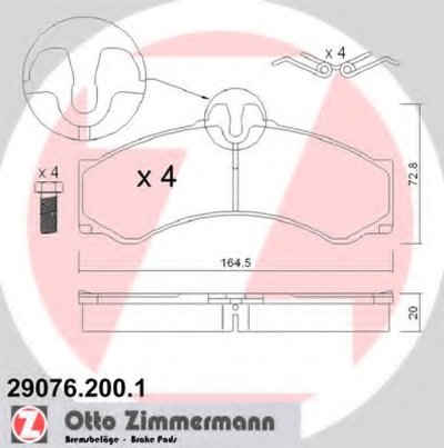 290762001 ZIMMERMANN Комплект тормозных колодок, дисковый тормоз