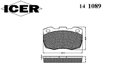 141089 ICER Комплект тормозных колодок, дисковый тормоз