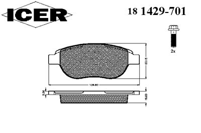 181429701 ICER Комплект тормозных колодок, дисковый тормоз