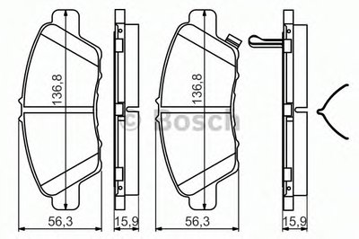 0986494562 BOSCH Комплект тормозных колодок, дисковый тормоз