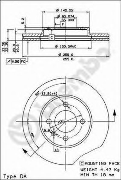 09516614 BREMBO Тормозной диск