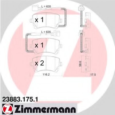 238831751 ZIMMERMANN Комплект тормозных колодок, дисковый тормоз